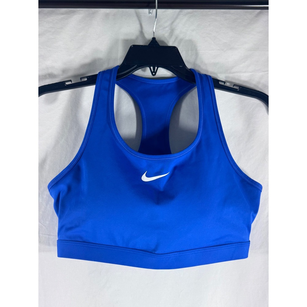 Nike Swoosh Dri-FIT Womens Racerback Sports Bra Royal Blue XL Medium Support